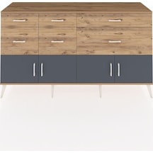 Hyperion Konsol Tek Raflı 6 Çekmeceli 4 Kapaklı 176x44x99 Çam-ant Çam-antrasit/çam
