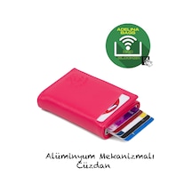 Adelina Bags Adelina Nova Deri Mekanizmalı Otomatik Kızaklı Kartlık Cüz Pembe