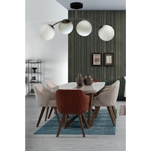 Veronika Modern Globe Kapalı Camlı 4lü Avize Beyaz - Siyah