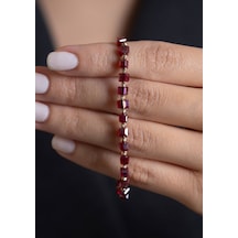 14 Ayar Altın Bordo Taşlı Dorika İpli Bileklik Sarı Altın