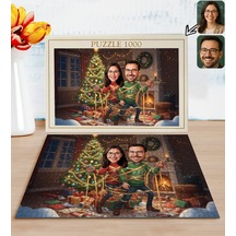 Bk Gift Kişiye Özel Sevgili Yılbaşı Karikatür Tasarımlı 1000 Parça Profesyonel Puzzle-2, 1000 Puzzle, Yeni Yıl Hediyesi, Yılbaşı Hediyesi Kobitmeyenco