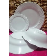 Porland Frilly Beyaz 24 Parça 6 Kişilik Yemek Takımı Beyaz