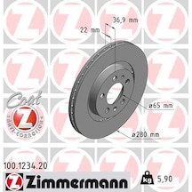 Zımmermann Ön Fren Aynası Golf Iv 97-06 Bora 98-05 Octavıa 99 Toledo Iı-leon 99-06 A3 99 280x22x5dlxhavalı 986478852-df2804-df2804bp Zımmermann 100.1234.20 1j0615301m 1j0615301e 1j0615301p