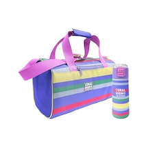 Coral High Renkli Çizgi Desenli Kız Çocuk Spor Çantası Ve 500 Ml Çelik Matara Seti 27543 Çok Renkli