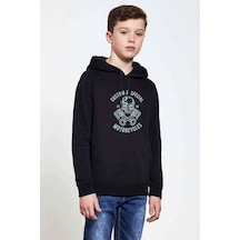 Tshirthane American Moto Costum Special Baskılı Unisex Çocuk Kapüşonlu Siyah