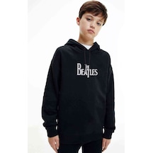 Tshirthane The Beatles Baskılı Unisex Çocuk Kapüşonlu Siyah Sweatshirt (528689527) Siyah