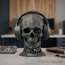 Happy3dworld Mekanik Kafatası Kulaklık Standı, 3d Baskı Sci-fi Masaüstü Dekor