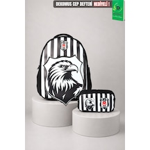 X Dekomus Lisanslı Beşiktaş Özel Tasarım 3d Kartal Küçük Boy Anaokul Çantası Ve Kalem Çantası Seti Açık Gri