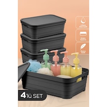 4'lü Kapaklı 8,2 Litre Saklama Kutusu Antrasit Antrasit