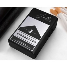 Bk Gift Kişiye Özel İsimli Tarihli Siyah Metal Sigara Tabakası -1