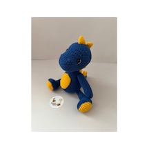 Adenya Sepeti Amigurumi Örgü Dinazor Oyun Ve Uyku Arkadaşı-sarı Lacivert Sarı - Lacivert