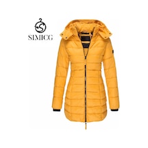 Sımıcg Pamuklu Orta Uzunlukta Kadın Kaz Tüyü Ceket - Sarı