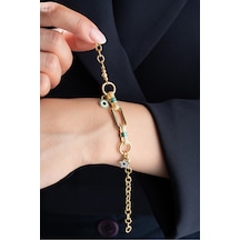 Çekirdekjewelry 925 Ayar Gümüş Nazar Boncuklu Yıldız Detaylı Bileklik Altın Kaplama Modern Tasarım Sarı
