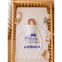 %100 Pamuk İsimli Erkek Bebek Battaniyesi 80x80 Cm Çift Kat Penye Organik Baskılı İsme Özel Bebek Battaniyesi Bebek Hediyesi 2033bg Ekru