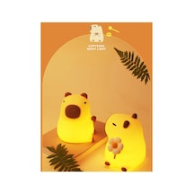 Sevimli Capybara Gece Lambası - Çiçekli Beyaz Beyaz