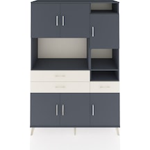 Hyperion Dolap 10 Raflı 3 Çekmeceli 6 Kapaklı 132x44x195 Antrasit-antrasit/aytaşı Antrasıt/aytası - Antrasıt