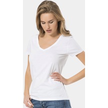 Wtshirt Milano V Yaka Kadın T-Shirt Beyaz 001