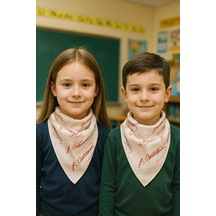 Herşeynota 1 Adet Beyaz Kırmızı Atatürk İmza Fular Bandana - 23 Nisan, 29 Ekim,30 Ağustos, 9 Mayıs %100cotton Çok Renkli