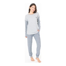 U.S. Polo Assn. U.s Polo Assn. 20129 Kadın Uzun Kollu Bisiklet Yaka Paçası Bantlı Pijama Takım-lacivertmelanj Lacivert