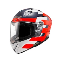 LS2 Thunder Karbon Alliance Kapalı Kask Beyaz Kırmızı Mavi