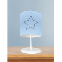 Mekta Home Bebek Ve Çocuk Odası Büyük Gri Yıldız Desenli Mavi Abajur