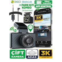 360+ Botslab G500H Pro ADAS Ön 3K QHD -Arka 1080P FHD 150° Açı WiFi+GPS Araç İçi Kamera+Park Modu