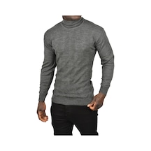 Deepsea Erkek Antrasit Slim Fit Baklava Desenli Tam Balıkçı Yaka Boğazlı Triko Balıkçı Yaka Kazak 2505507 Antrasit