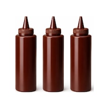 Sosluk Sıkma Şişesi 3 Adet 500 Ml Bpa Free Barbekü/çikolata Sos Şişesi Endüstriyel Kullanım Kahverengi