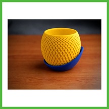 Vaveni 3d Baskı Küre Saksı - Kafes Dokulu İki Parçalı Dekoratif Saksı - Sarı-mavi Arz 32709462