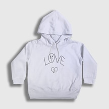 Presmono Unisex Çocuk Love Lil Peep Kapüşonlu Sweatshirt Beyaz