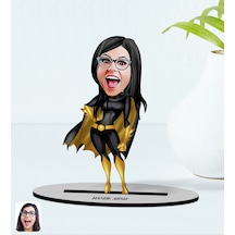 Bk Gift Kişiye Özel Kadın Süper Kahraman Kahraman Karikatürlü Ahşap Biblo Model 3