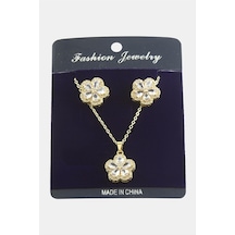 Çiçek Zirkon Taşlı Set Kolye-gümüş Rengi N145 Çok renkli 51349420