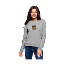Route 66 Baskılı Gri Kadın Sweatshirt