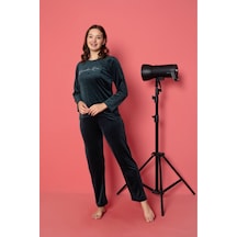 Lukitus Pamuklu Kadife Pijama Takımı Kadife01 Yeşil