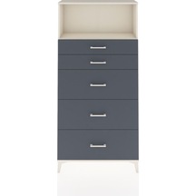 Arges Dolap Tek Raflı 5 Çekmeceli 88x30x182 Aytaşı-antrasit Aytaşı