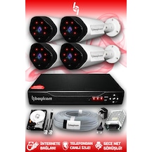 Bayicam 4 Kameralı Uzay 4 Dış Kamera Set 2 TB HDD Full HD Gece Görüşlü Güvenlik Kamerası Sistemi