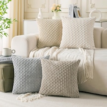 4'lü Set Nötr Dekoratif Yastık Kılıfı 45x45 Cm Kadife Kırlent Kılıfları Yatak Kanepe Kanepe Oturma Odası İçi Diğer