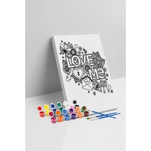 Love Desenli Mandala Ahşap Boyama Seti 40x50 Cm