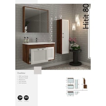 Evros Hitit 80 cm Banyo Mobilya Beyaz - Siyah