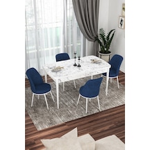 Canisa Kor Serisi 70x114 Açılabilir Mutfak Masası Takımı Beyaz Mermer Desen Masa 4 Lacivert Sandalye Masa Beyaz Mermer Desenli Sandalyeler Lacivert Canisa Kor Serisi 70x114 Açılabilir Mutfak Masası Takımı Beyaz Mermer Desen Masa 4 Lacivert Sandalye Masa Beyaz Mermer Desenli Sandalyeler Lacivert