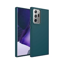 Subutu Galaxy Note 20 Ultra Uyumlu Metal Çerçeve Ve Buton Tasarımlı Silikon Sbt Luna Kılıf-koyu Ye Koyu Yeşil