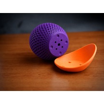 Bezos 3d Baskı Küre Saksı - Kafes Dokulu İki Parçalı Dekoratif Saksı - Mor-turuncu Hb006