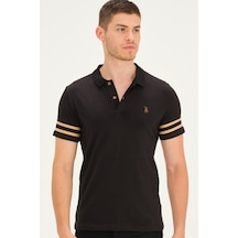 T8585 Dewberry Erkek T-shırt-siyah-camel Siyah-camel