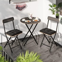 Minderli Bistro Takım Bahçe Masa Sandalye Yuvarlak Füme 1486 Füme Minderli Bistro Takım Bahçe Masa Sandalye Yuvarlak Füme 1486 Füme
