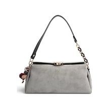 Silver & Polo Silver Polo Füme - Siyah Süet Kadın Omuz Çantası Sp1294