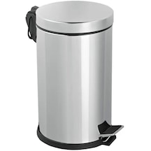 Efor Paslanmaz 430 Krom Metal İç Kovalı Pedallı Ofis Banyo Mutfak Çöp Kutusu Kovası - 12 Litre