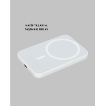 5000mah Manyetik Powerbank iPhone Uyumlu Serisi İçin Tnabilir Kablosuz Csmtex - 93 Şarj Cihazı siyah