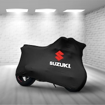 Suzukı Burgman Uh 200 Siyah Kumaş Motosiklet Brandası Logo Baskılı Penye Kumaş Motosiklet Branda