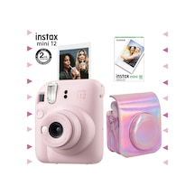 Fujifilm Instax Mini 12 Fotoğraf Makinesi + 10'lu Film + Parlak Kılıf Pembe