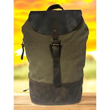 Old Cotton Cargo Vintage Kanvas Deri Su Geçirmez Design Unisex Günlük Gezi Okul Seyahat Kamp Sırt Çantası 24x40cm Kahverengi